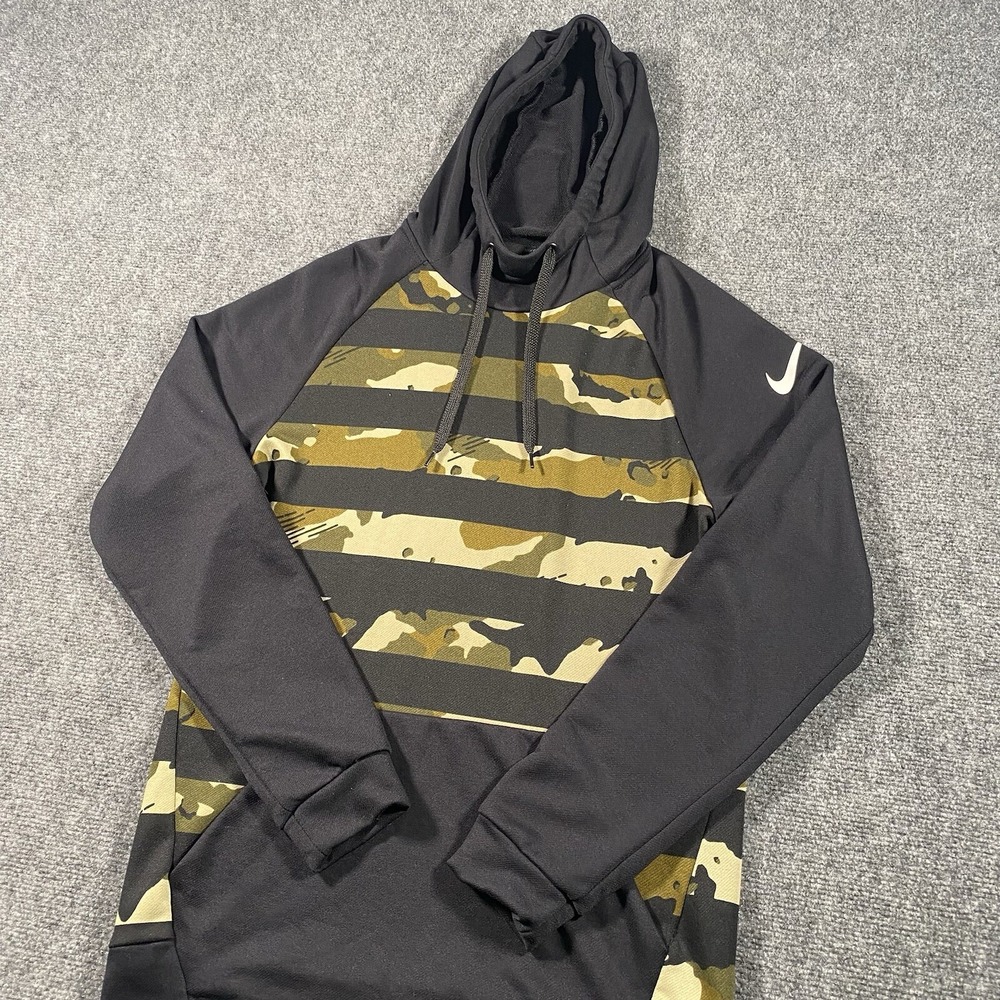 Nike Dry Camo Striped Hoodie Mens Size Small Retro Military Style Sweatshirt
